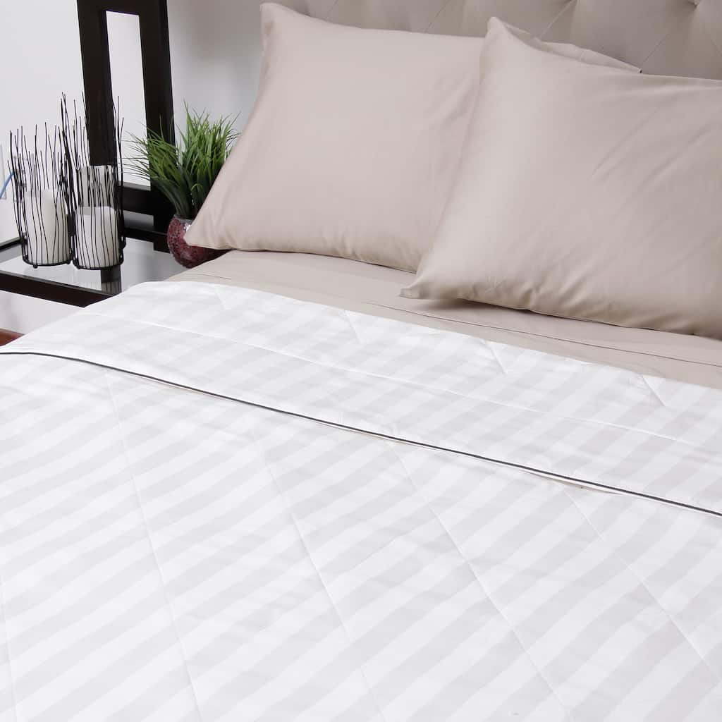 Silk-filled Damask Stripe Cotton Blanket