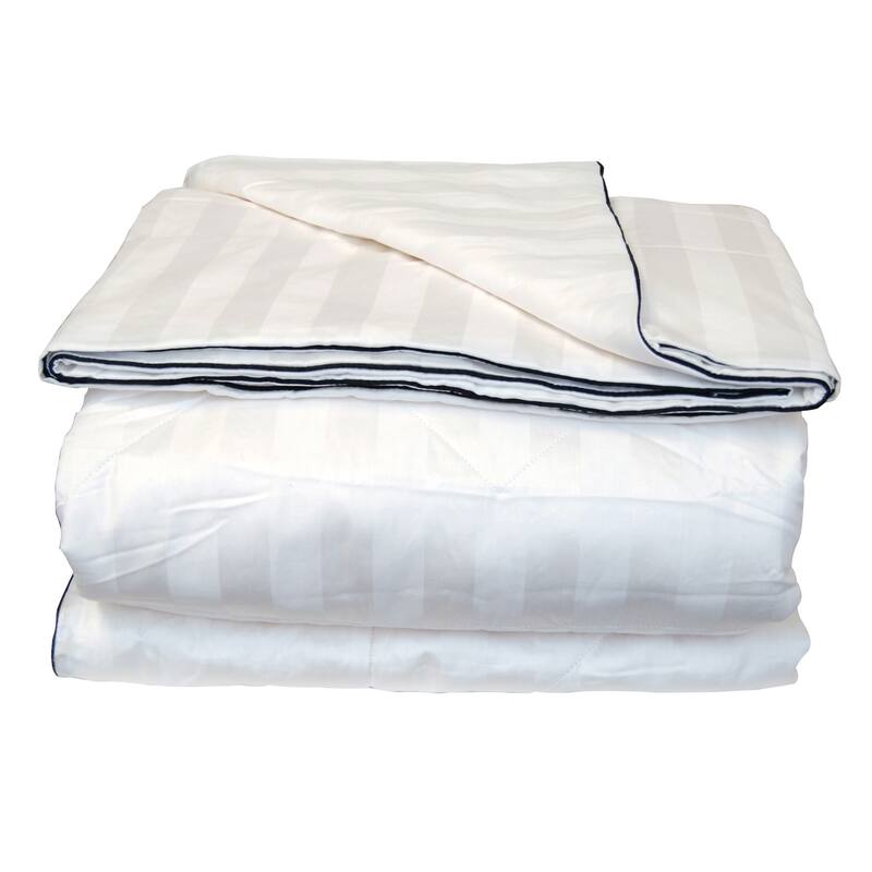 Silk-filled Damask Stripe Cotton Blanket