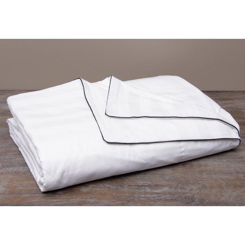 Silk-filled Damask Stripe Cotton Blanket