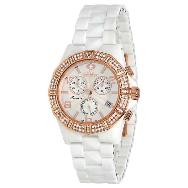 Swiss Precimax Women's Ceramic 'Luxe Elite' Chronograph Watch Swiss Precimax Women's More Brands Watches