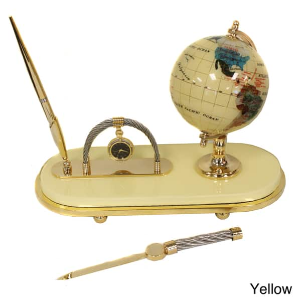 Shop Casa Cortes Executive Handcrafted Gemstone Globe Desk Pen Set