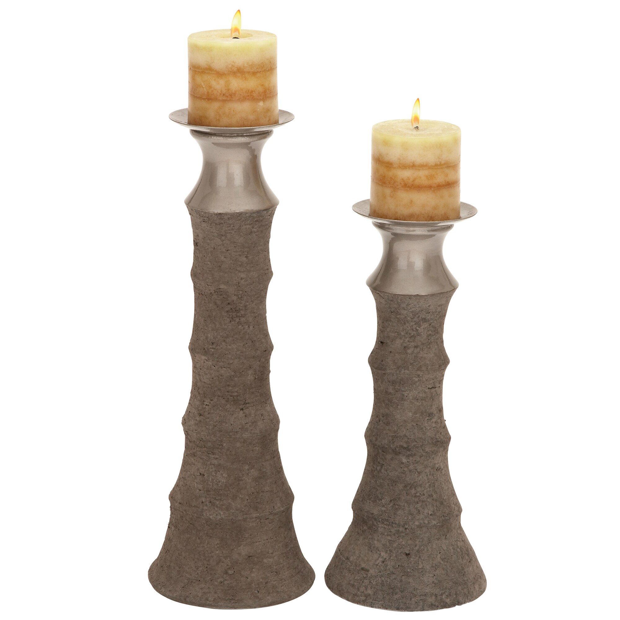 Shop Del Mar Solid Ceramic Pillar Candle Holders (Set of 2) On Sale