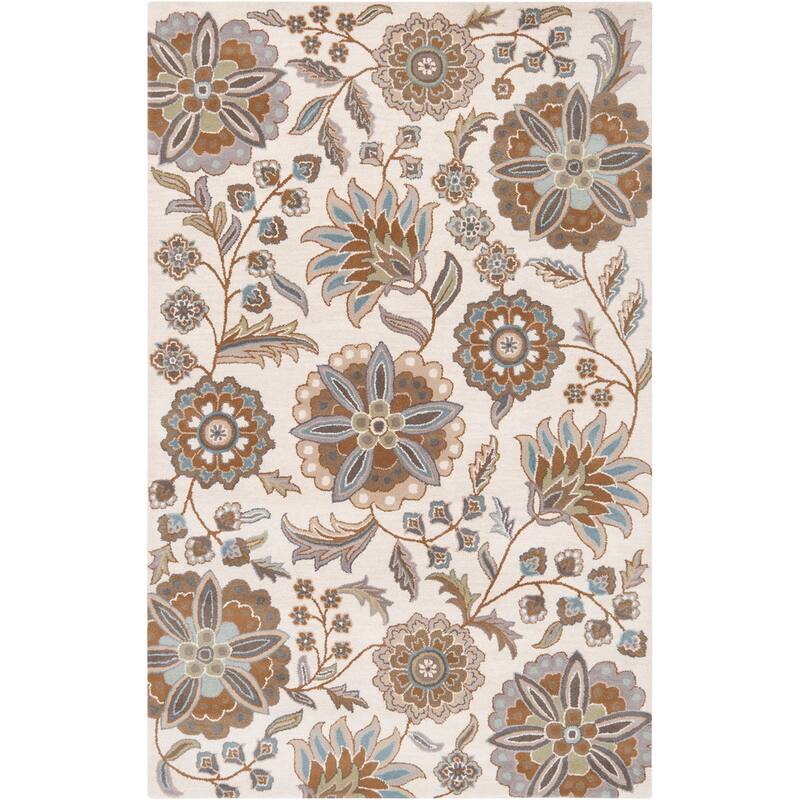 Lily Hand-tufted Transitional Floral Pattern Wool Area Rug - 2' x 3' - White - Runner/Rectangle