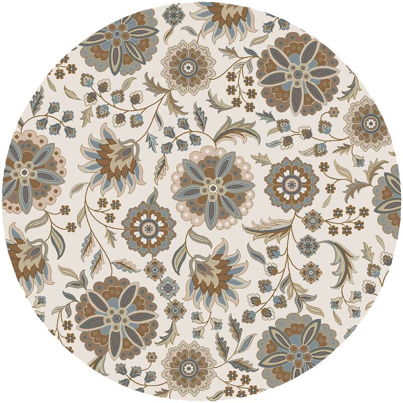 Lily Hand-tufted Transitional Floral Pattern Wool Area Rug - 6' Round - White - Runner/Round