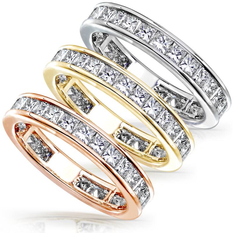 Annello by Kobelli 14k Gold 2ct TDW Princess Diamond Eternity Ring - 8 - White