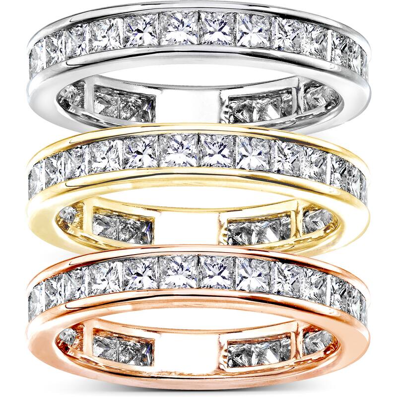 Annello by Kobelli 14k Gold 2ct TDW Princess Diamond Eternity Ring - 4 - White