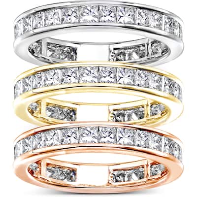 Annello by Kobelli 14k Gold 2ct TDW Princess Diamond Eternity Ring