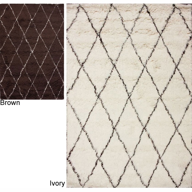 Handmade Moroccan Trellis Wool Shag Rug Was $669.99 Sale $184.49   $