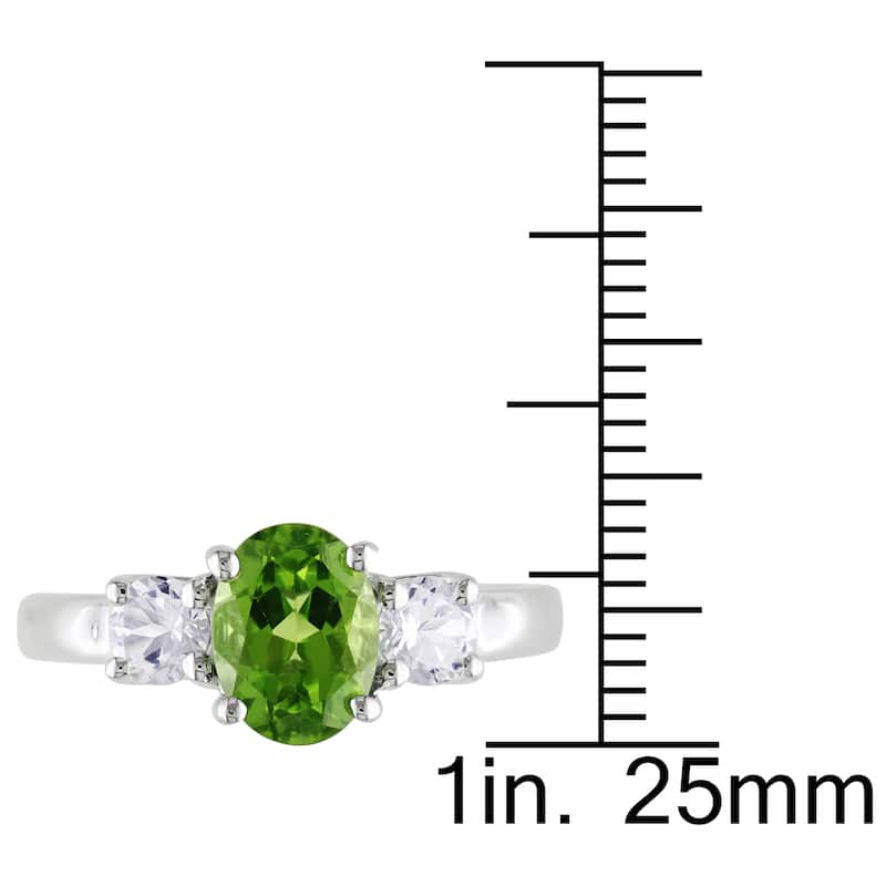 Miadora Sterling Silver Green Peridot and Created White Sapphire Ring