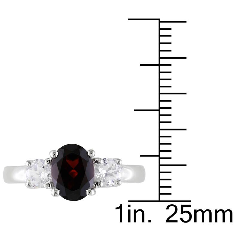Miadora Sterling Silver Garnet and Created White Sapphire Ring