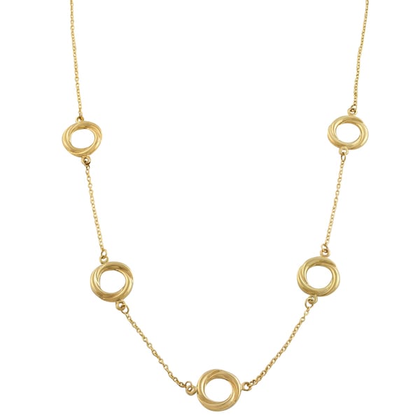 Fremada 10k Yellow Gold Twisted Ring Station Necklace Fremada Gold Necklaces