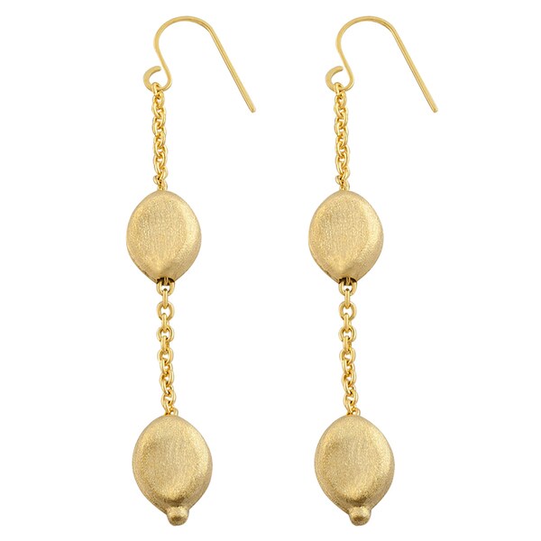 Fremada 14k Yellow Gold Matte Bean Dangle Earrings - Free Shipping ...