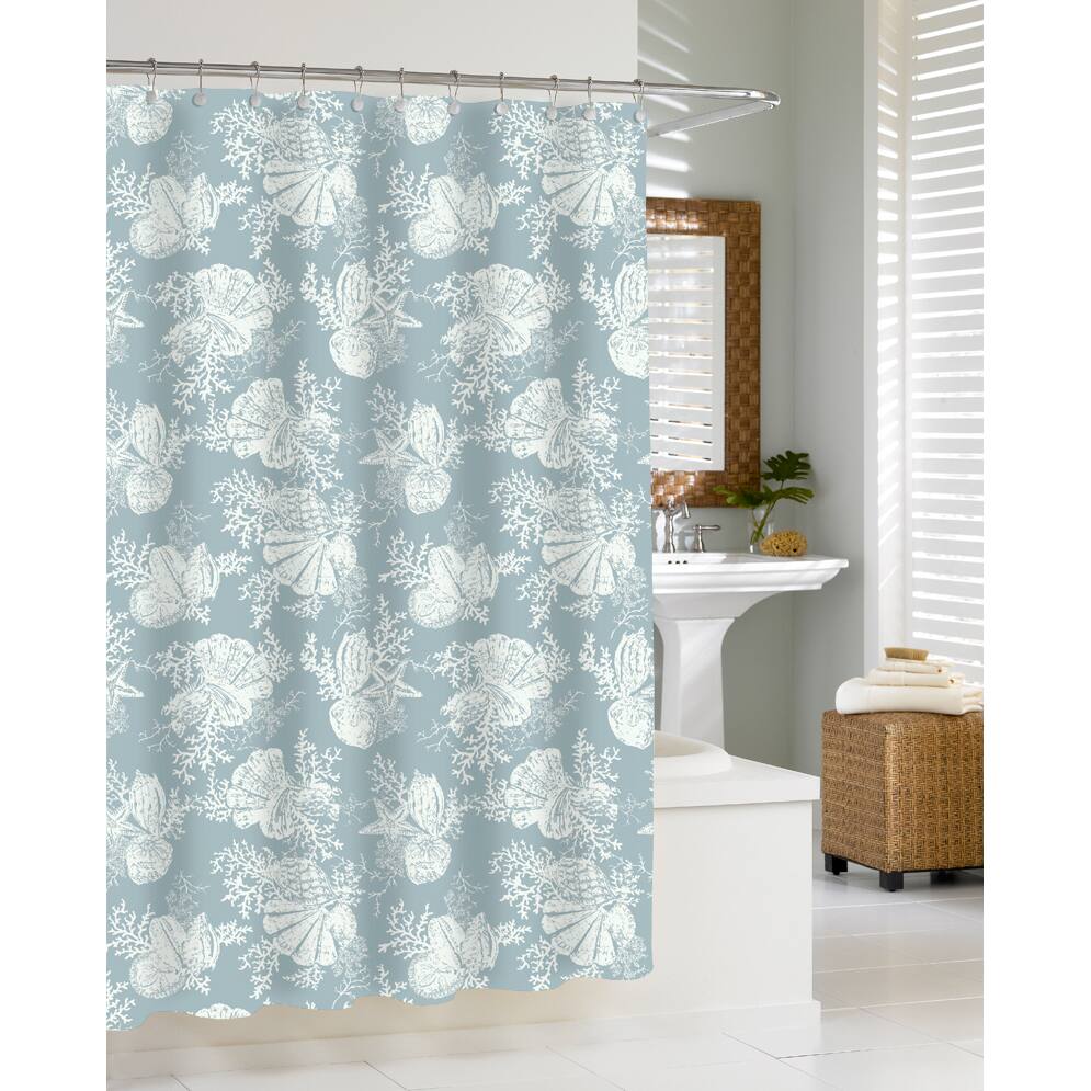 Coastal Seashells Seamist Shower Curtain