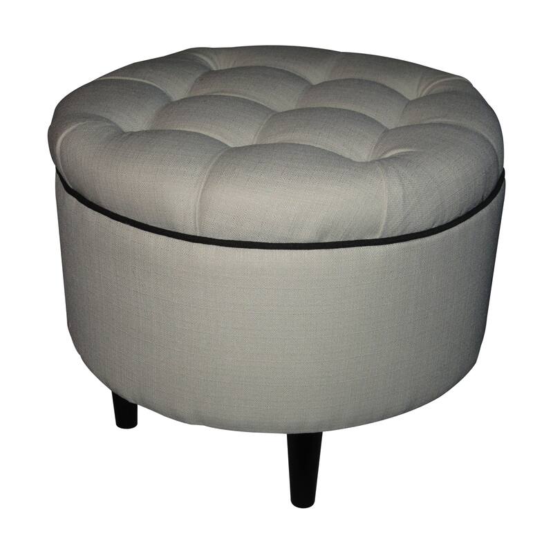 Rose Nine Button Decorative Ottoman - White