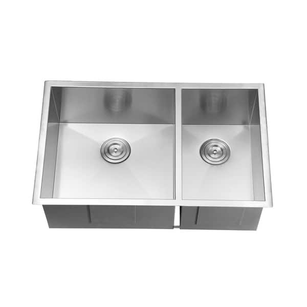 33 Inch Workstation Ledge 60 40 Double Bowl Undermount 16 Gauge Stainless Steel Kitchen Sink Ruvati Usa