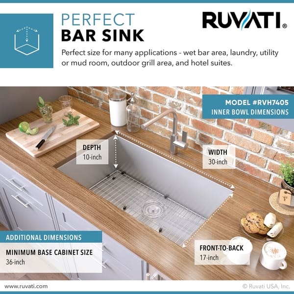 Shop Ruvati 32 Inch Undermount 16 Gauge Zero Radius Kitchen Sink