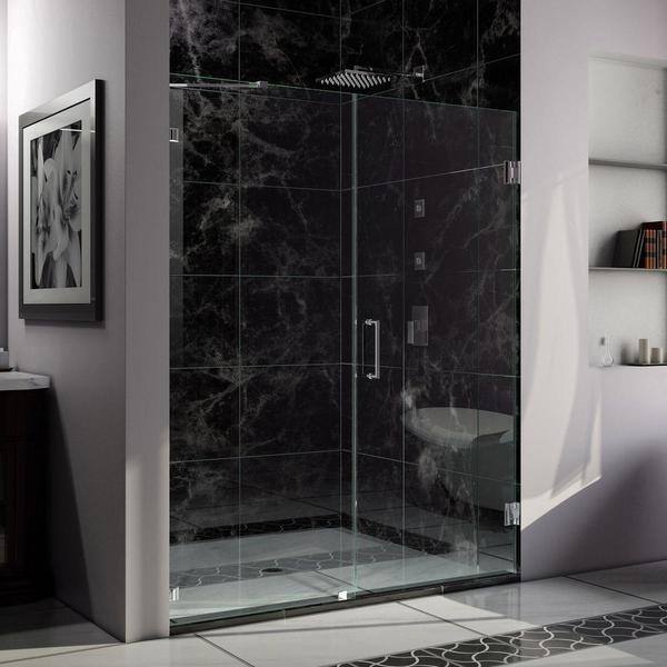 Dreamline Unidoor Lux 53 In W X 72 In H Hinged Shower Door With Support Arm 53 W Overstock 7509751