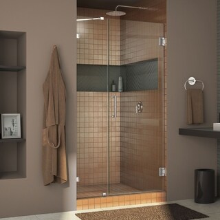 DreamLine Unidoor Lux 37 in. W x 72 in. H Fully Frameless Hinged Shower Door with Support Arm - 37" W