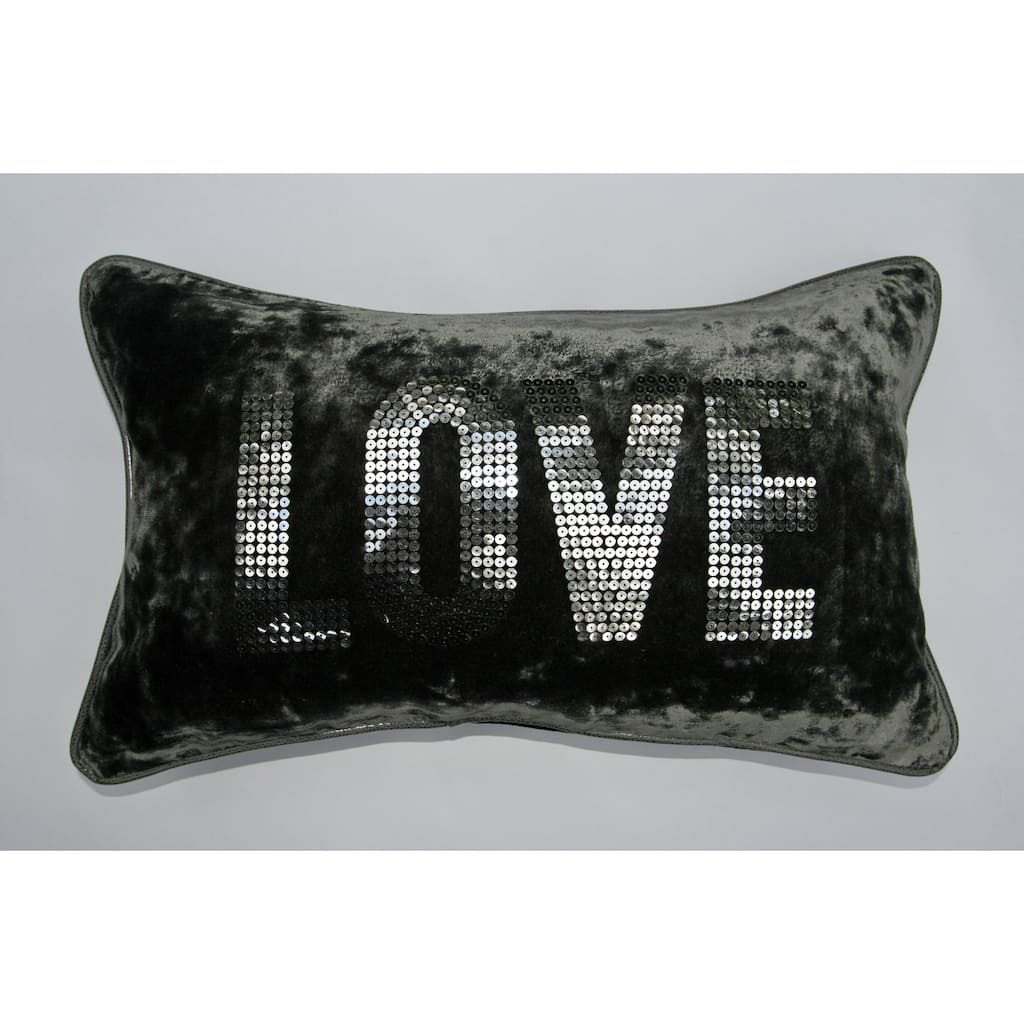 Jar Designs 'Love Grey Velvet' Throw Pillow
