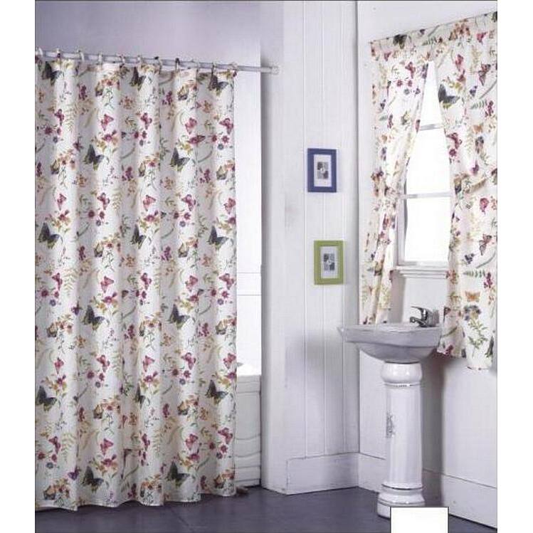 Garden Flowers Shower and Window Curtain Set