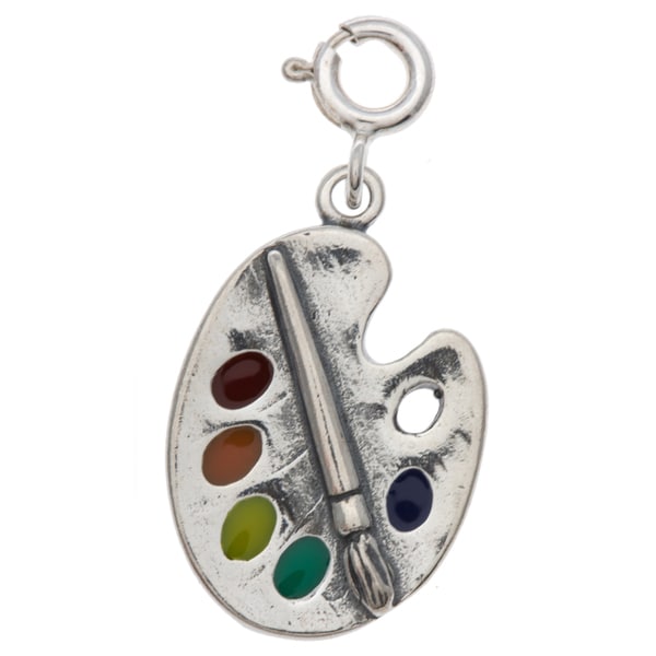 Sterling Silver Enameled Painter's Palette Charm Enamel Charms