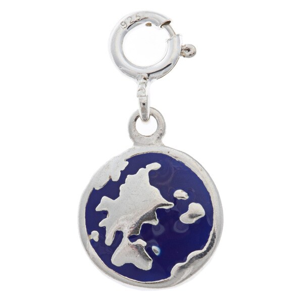 Shop Sterling Silver Blue Enamel Globe Charm - Free Shipping On Orders ...