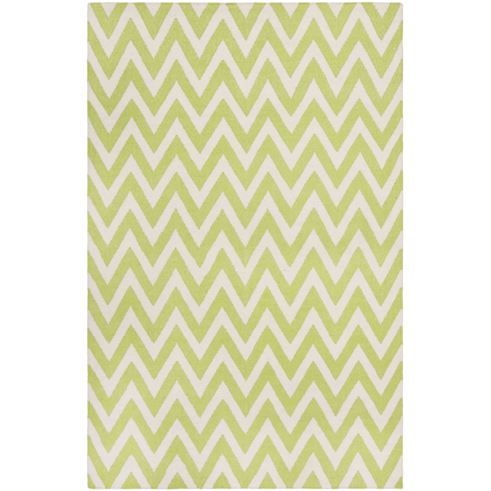 Hand woven Chevron Dhurrie Green Wool Rug Today $114.99 Sale $103.49