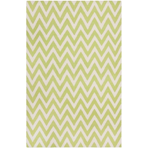 Safavieh Hand-woven Moroccan Reversible Dhurrie Chevron Green Wool Rug