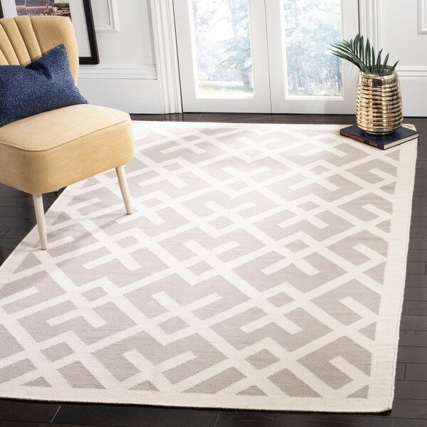 Safavieh Hand-woven Moroccan Reversible Dhurrie Grey Wool Rug - 9' x 12'