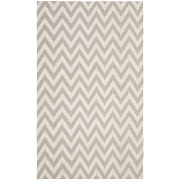 Safavieh Handwoven Moroccan Reversible Dhurrie Chevron Grey Wool Rug 9' x 12' Free Shipping