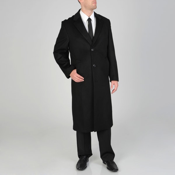 Pronto Moda Men's 'Harvard' Black Wool-cashmere Full-length Coat ...