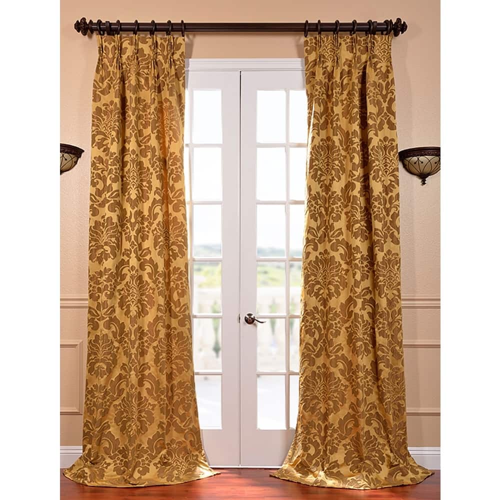 Exclusive Fabrics Astoria Gold and Bronze Faux Silk Jacquard French Pleated Curtain (1 Panel)