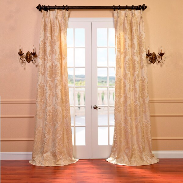 Magdelena Champagne Faux Silk Jacquard French Pleated Curtains