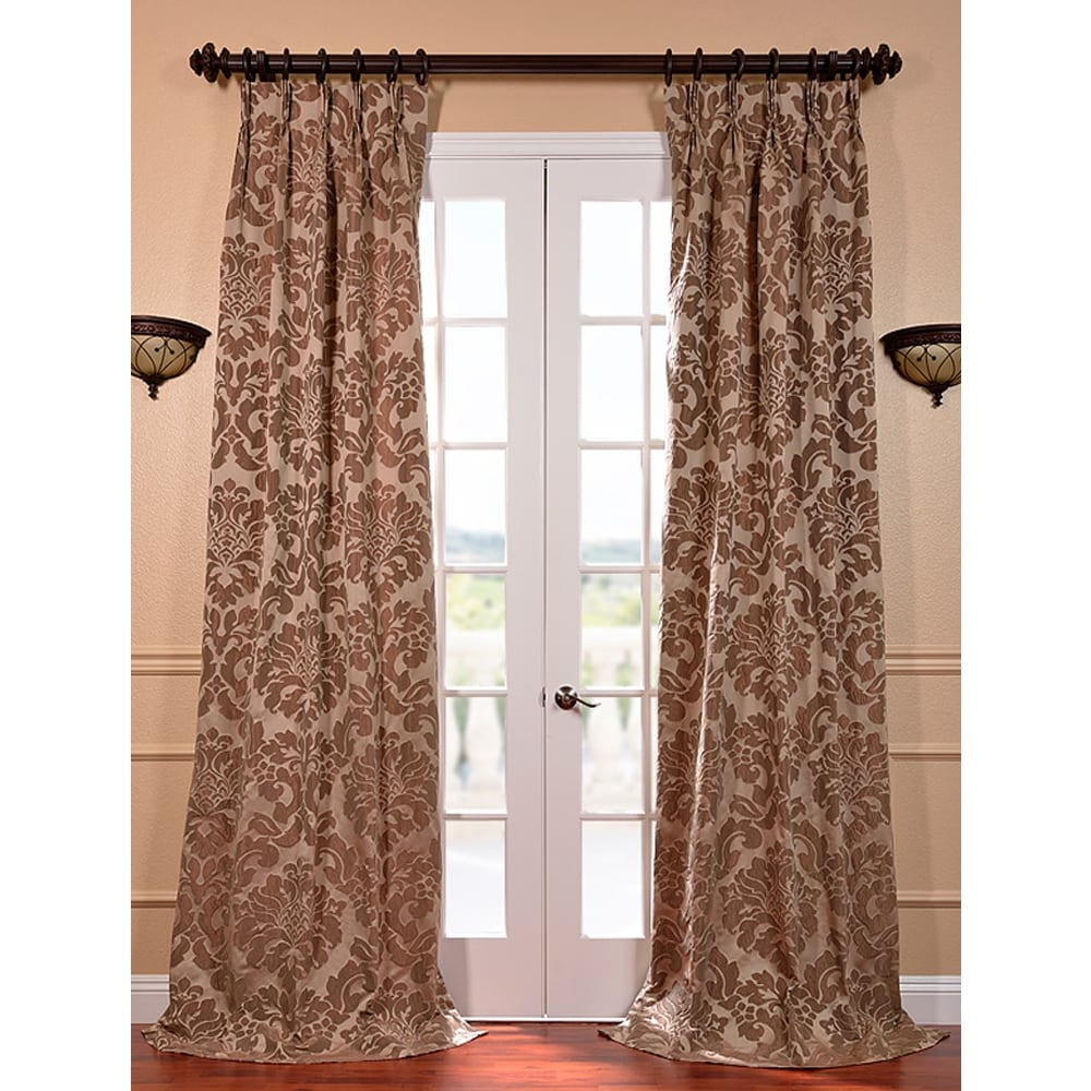 Astoria Taupe And Mushroom Faux Silk Jacquard French Pleated Curtains