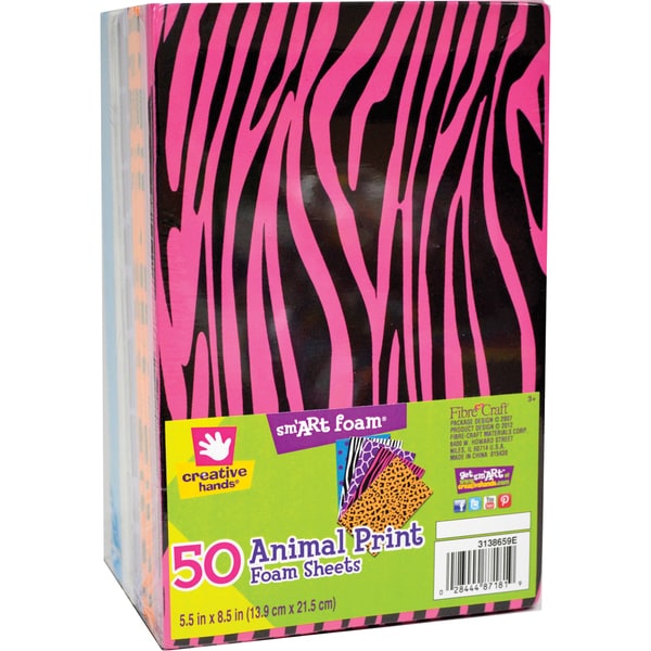 Foam Animal Print 5.5 x 8.5 Sheet Stack (Pack of 50) Fibre Craft Crafts