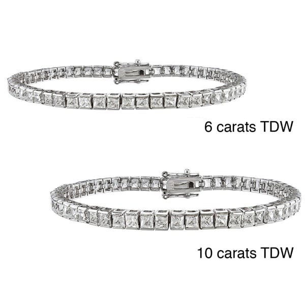 14k Gold 6 to 10ct TDW Princess cut Diamond Bracelet (G H, VS1 VS2) Diamond Bracelets