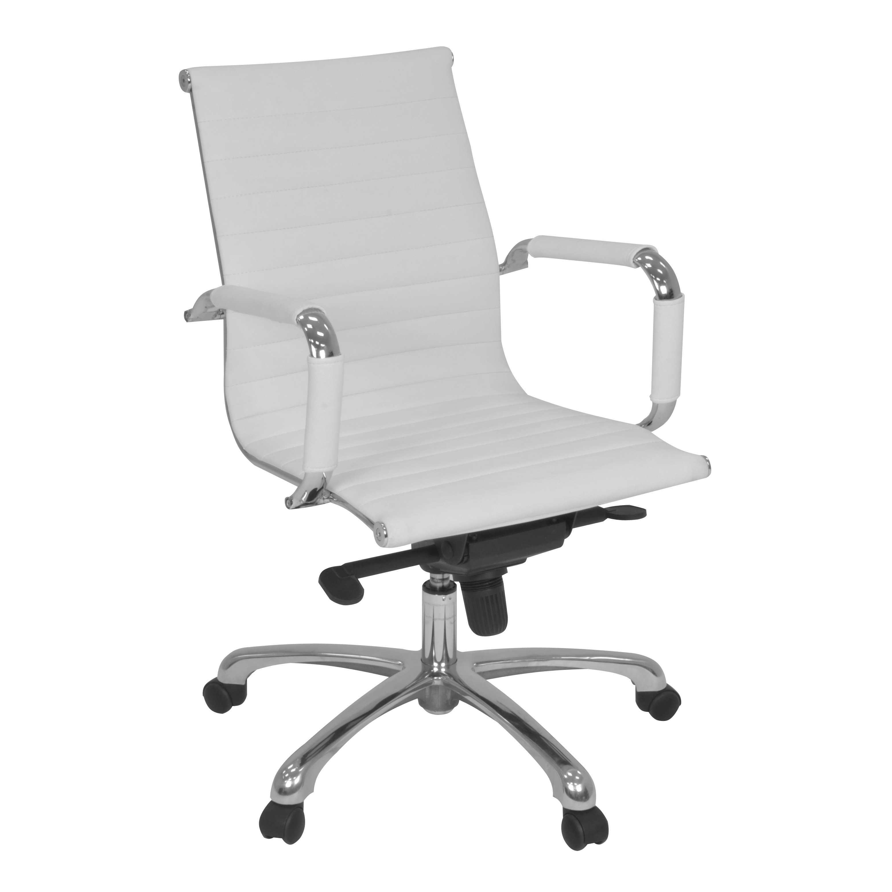 Regency Seating Solace White Leather Swivel Office Chair (WhiteWeight capacity 250 poundsSeat size 17 inches long x 20 inches wideBack size 21 inches long x 18 inches wideSeat height 18 23 inchesDimensions 23 inches wide x 26 inches deep x 38 inches 