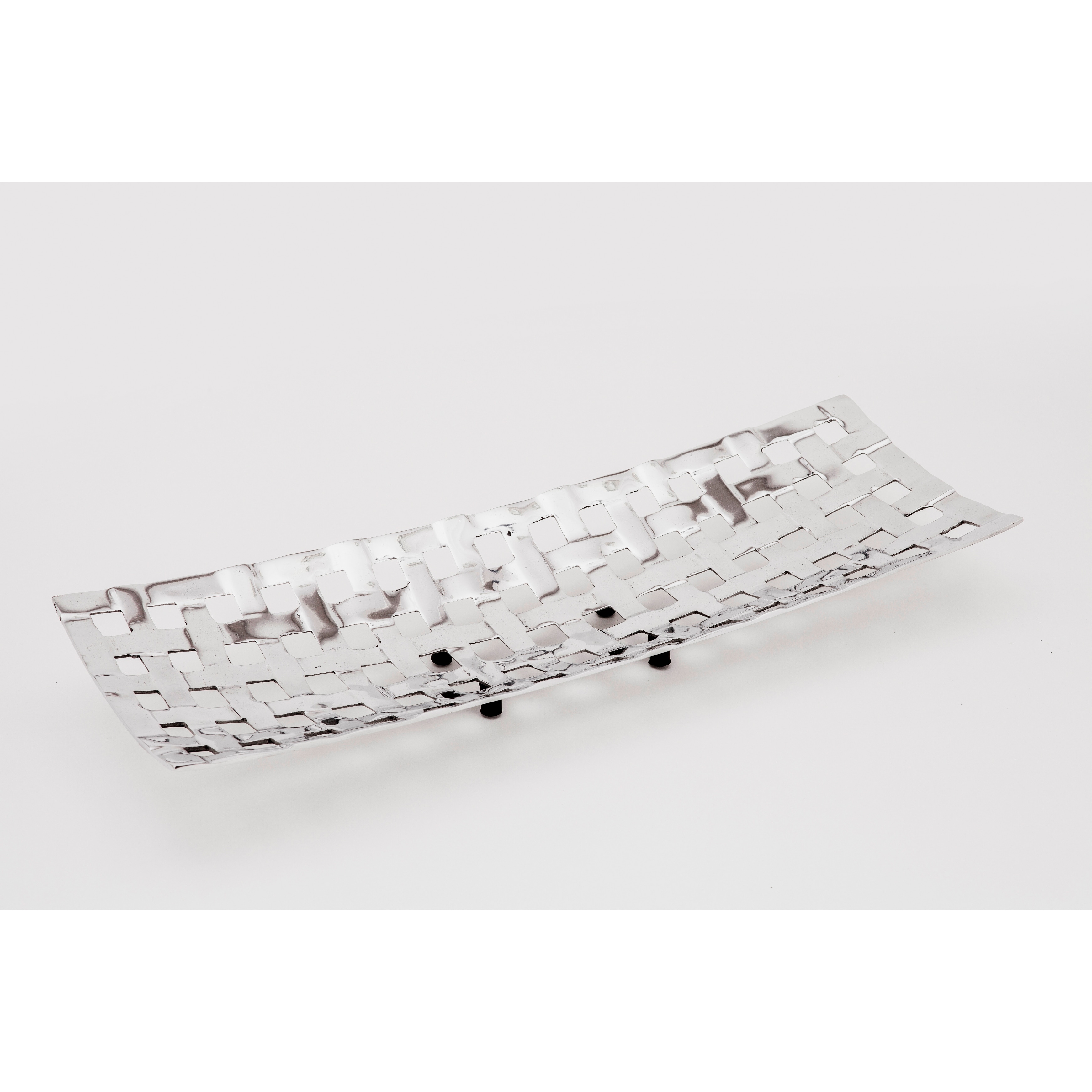 Rectangular Weave Polished Aluminum Tray