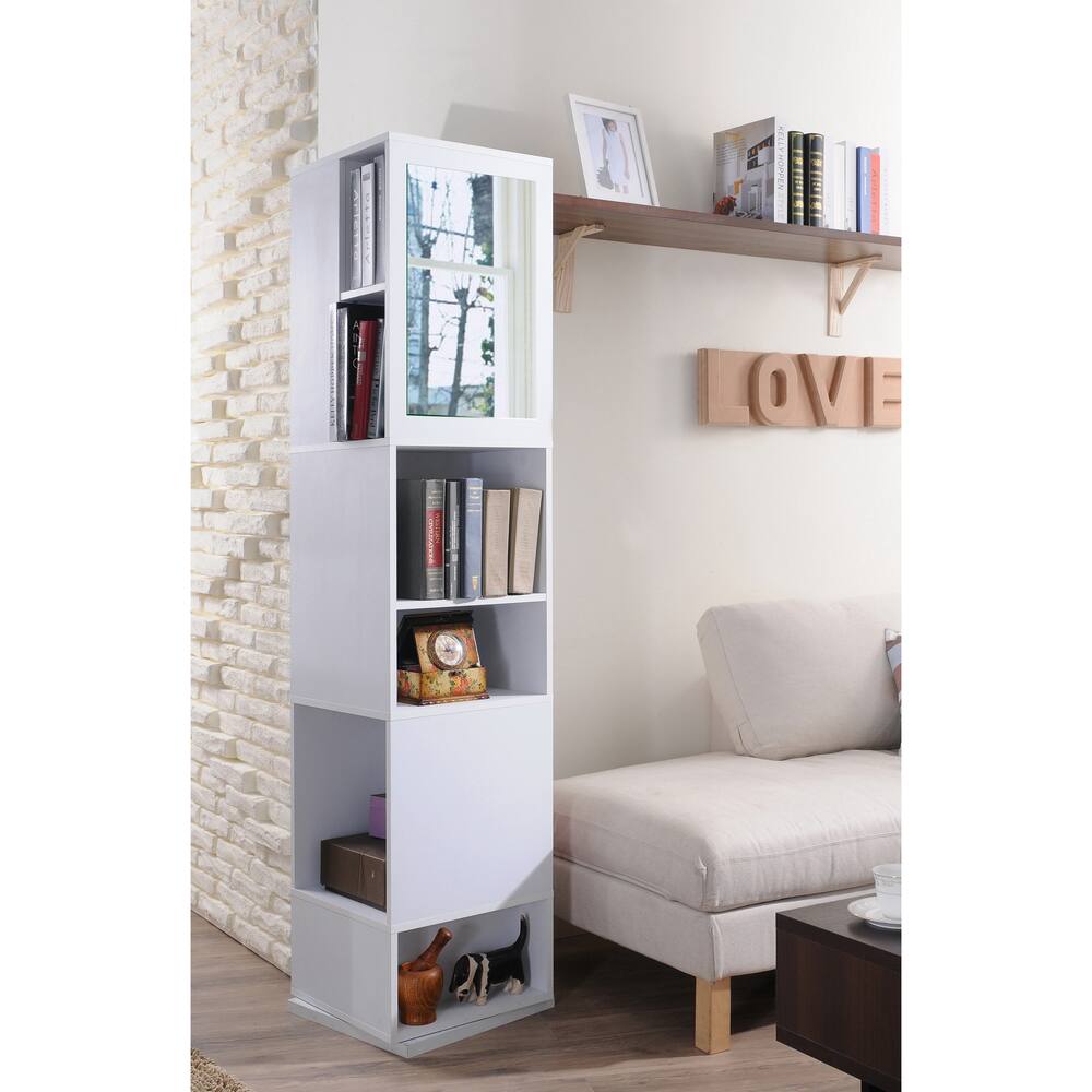 Furniture of America Margaux White Finish Spinning Display Cabinet