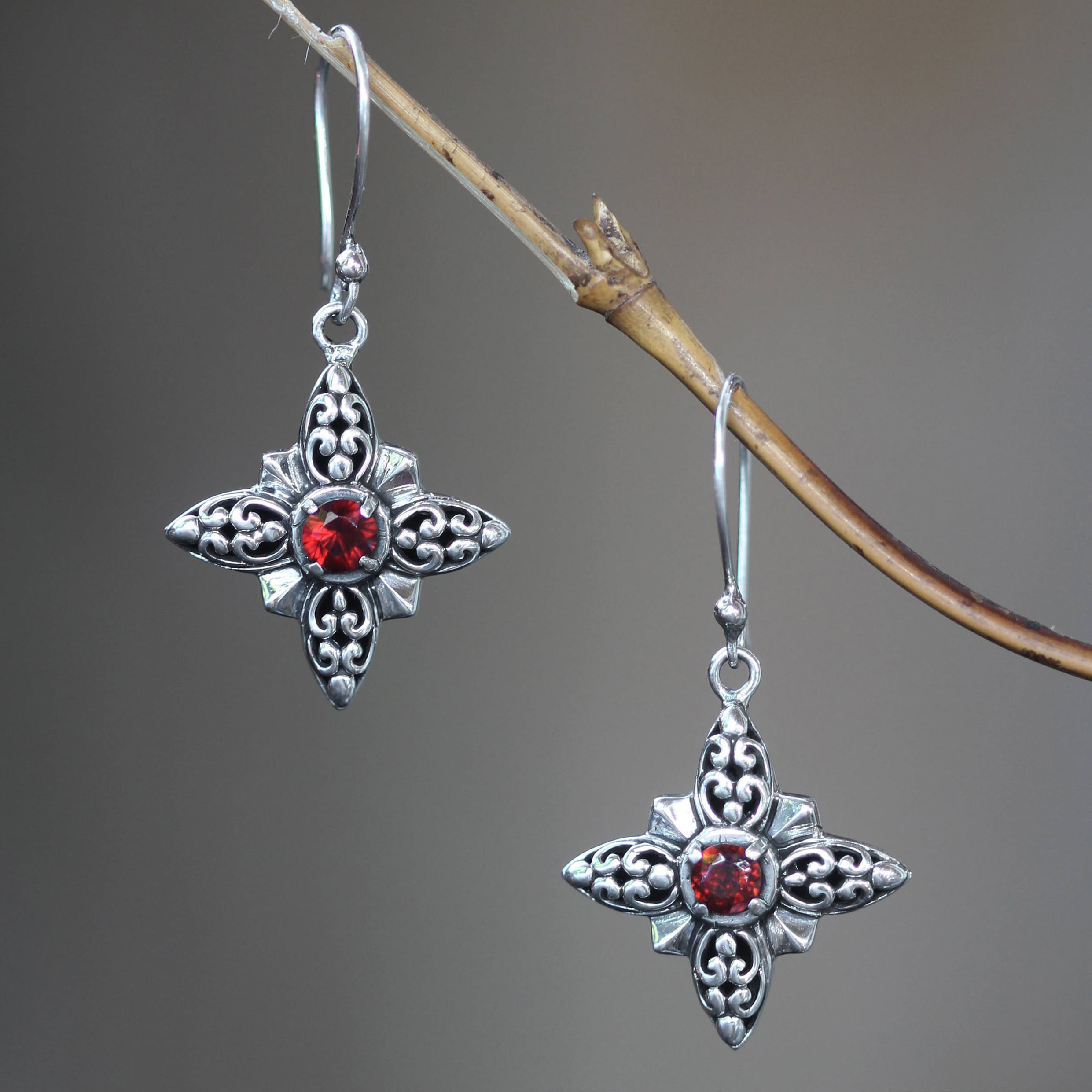 star garnet earrings