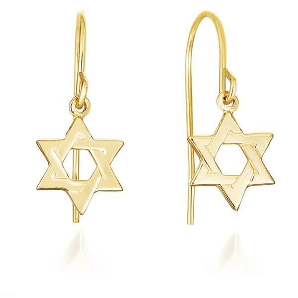 14k Yellow Gold Star of David Earrings - Free Shipping Today ...