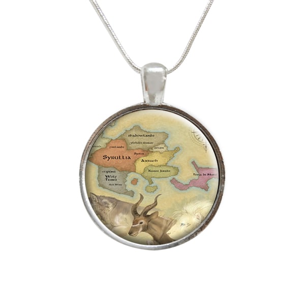 Map of the World Compass Glass Pendant and Necklace ABO Enterpises Necklaces