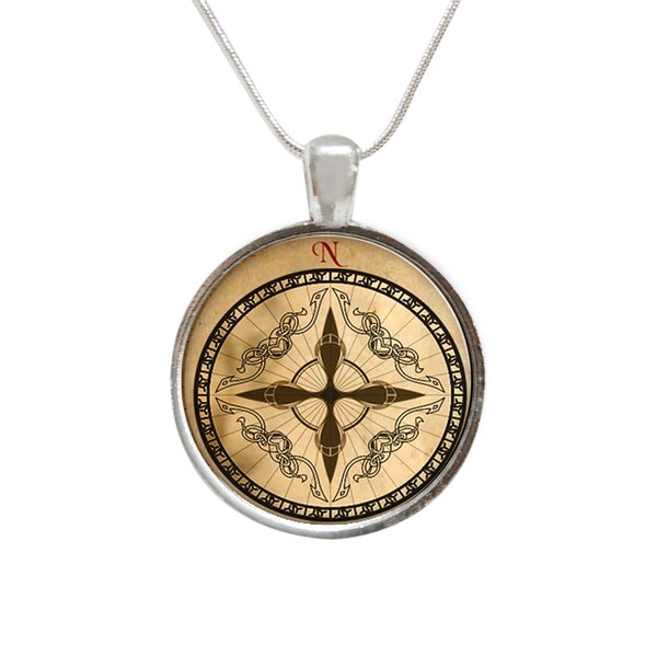Shop Vintage Style Compass Glass Pendant and Necklace - Free Shipping ...