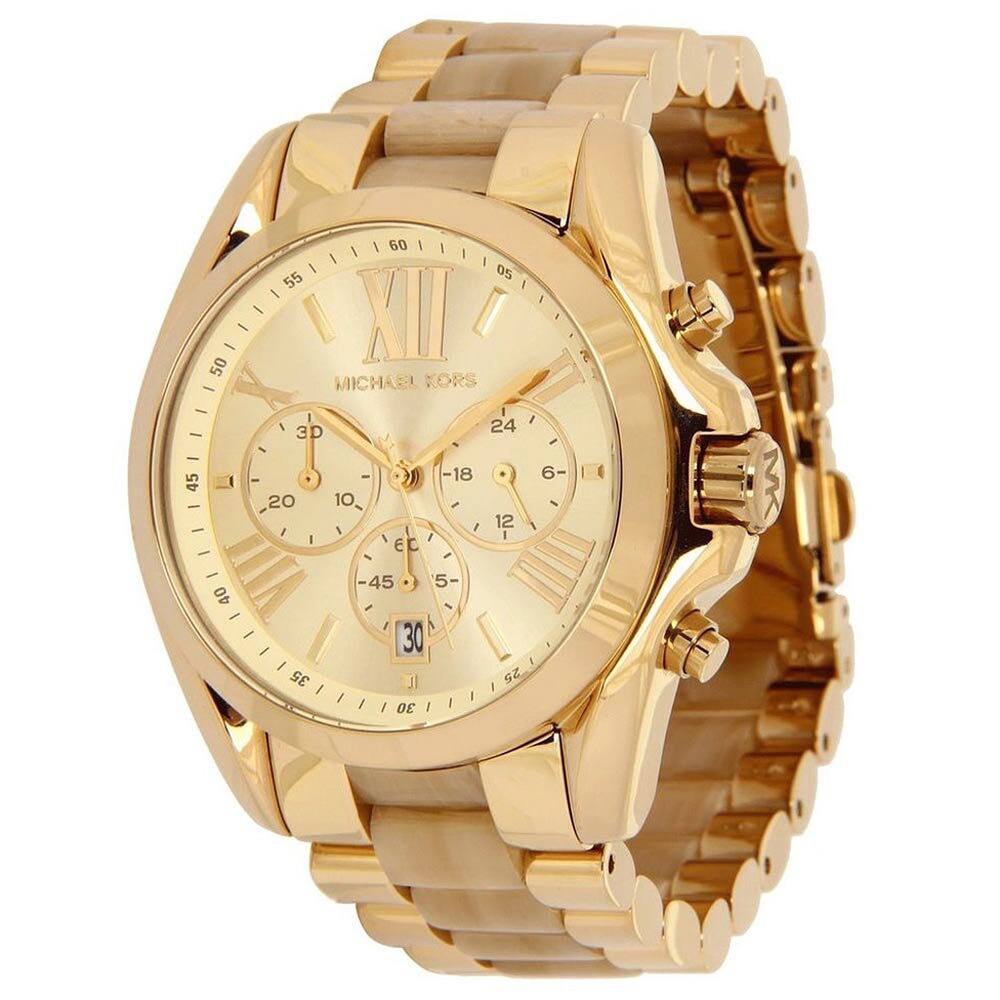 Michael Kors Women's MK5722 Bradshaw Goldtone and Horn Watch
