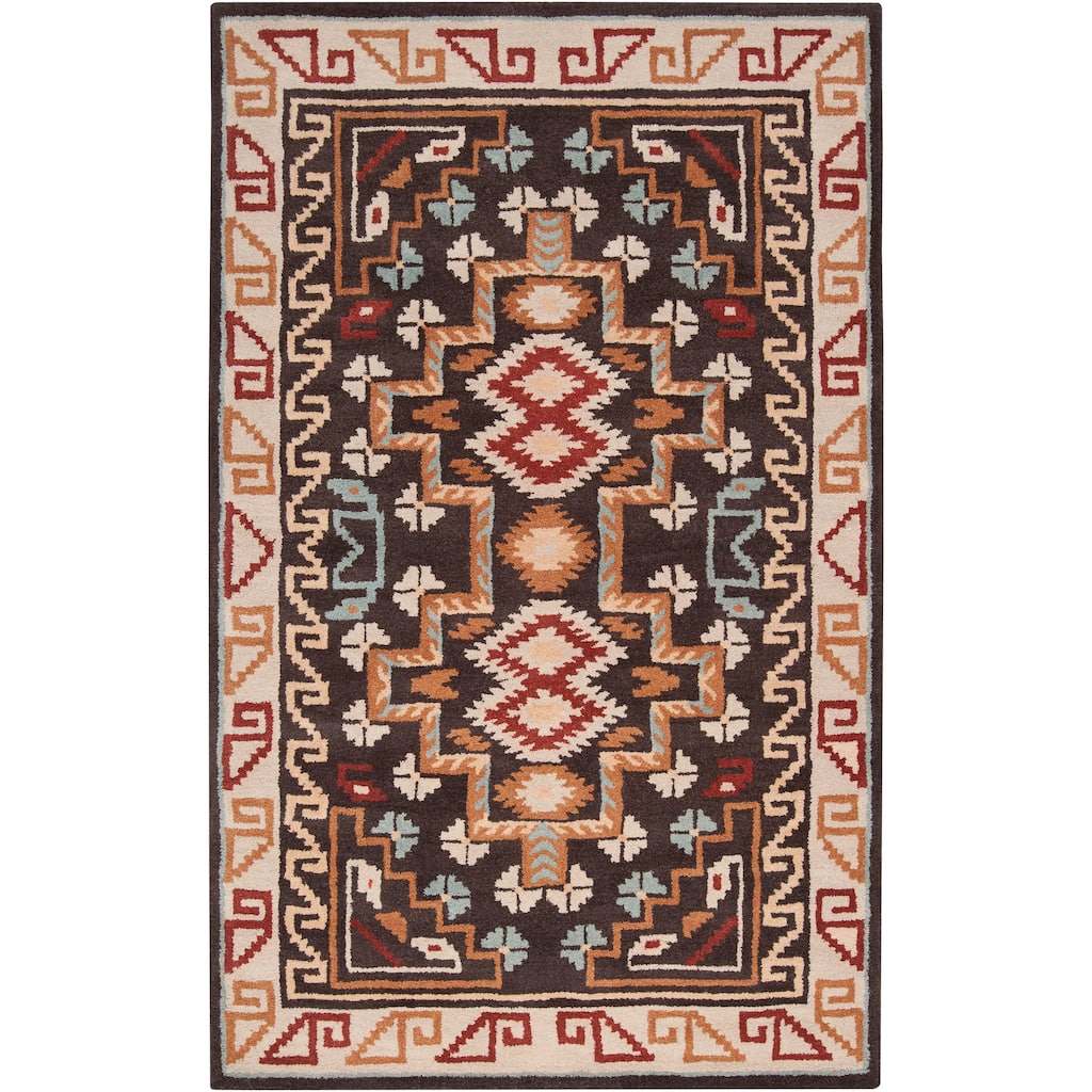 Hand-tufted Southwestern Aztec Walcrow Wool Rug