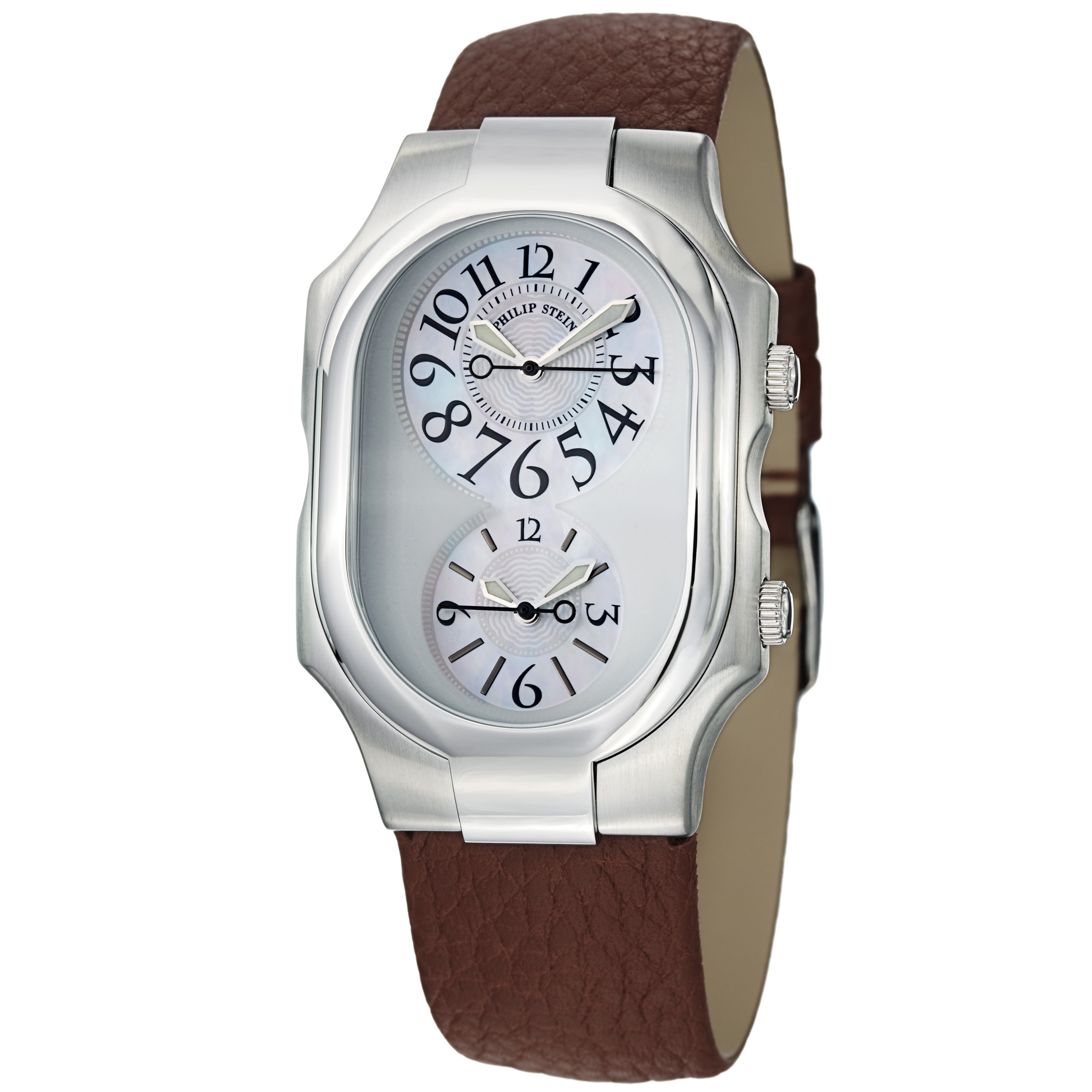 Philip Stein Womens Signature Mother Of Pearl Dial Dual Time Watch