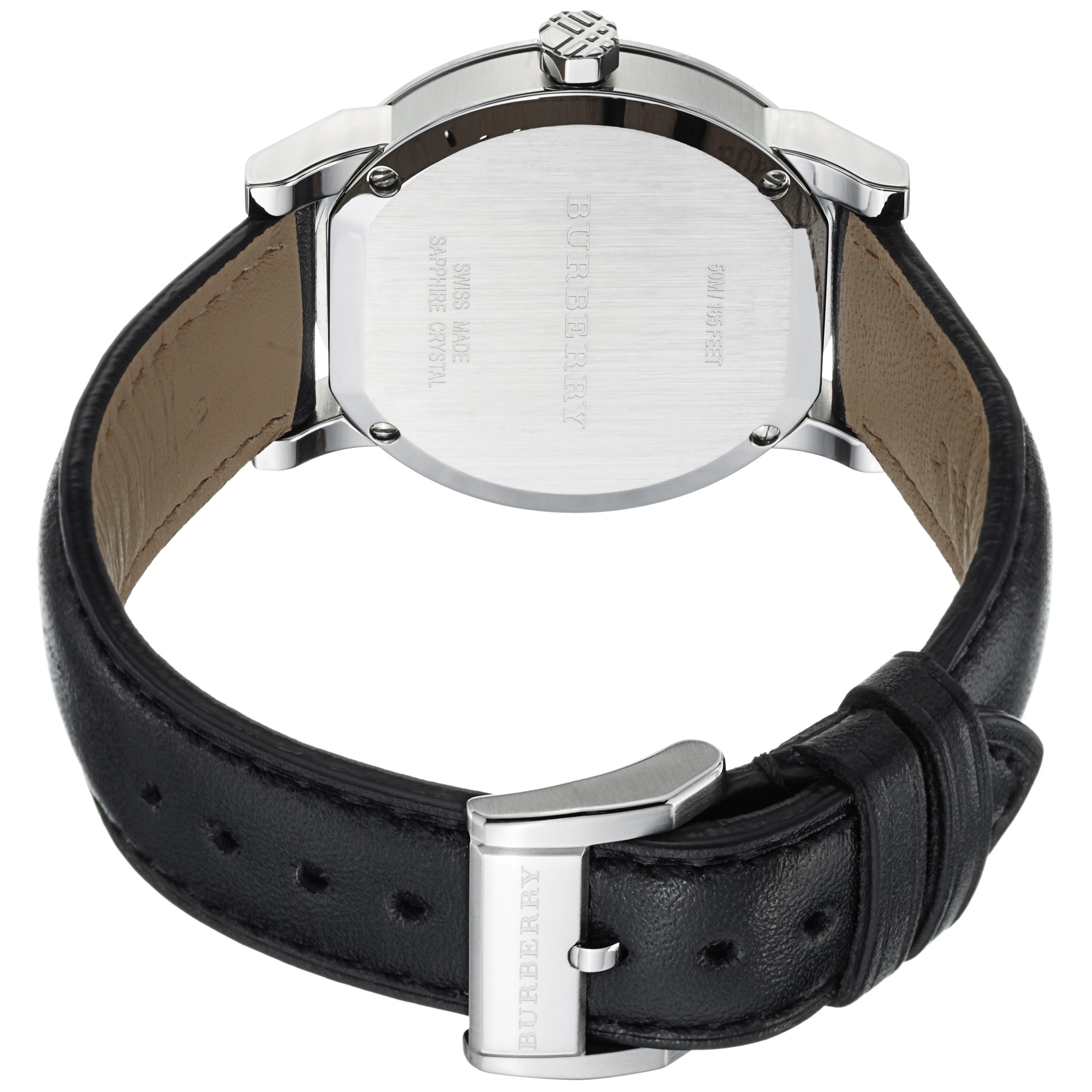 burberry check silver with black dial watch