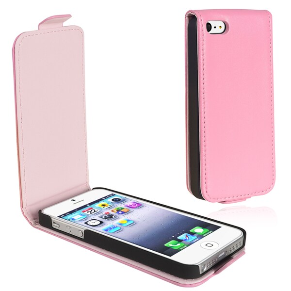 INSTEN Light Pink Leather Flip Phone Case Cover for Apple iPhone 5/ 5S