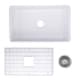 preview thumbnail 4 of 11, Highpoint Collection 30-inch Fireclay Farm Sink with Grid and Drain - 30.25 x 18 x 10 inches