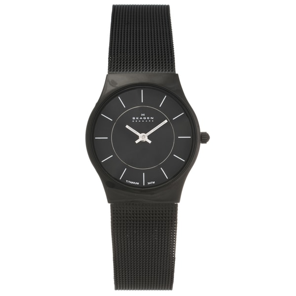 Skagen Women's' Titanium Black Slimline Mesh Watch